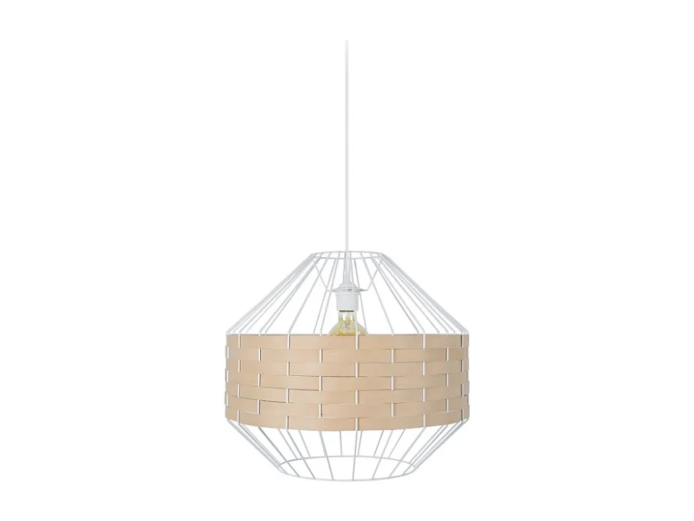 Suspensão TOSEL TRESSÉ BHAMO C metálico e madeira cilindro Madeira de faia D18 x H80 cm