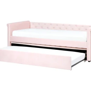 Velvet EU Single Trundle Bed Pastel Pink LIBOURNE