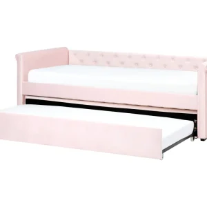 Velvet EU Single Trundle Bed Pastel Pink LIBOURNE