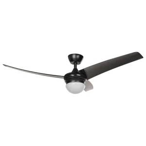 Ventoinha de teto preta com luz LED JIBOA