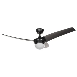 Ventoinha de teto preta com luz LED JIBOA