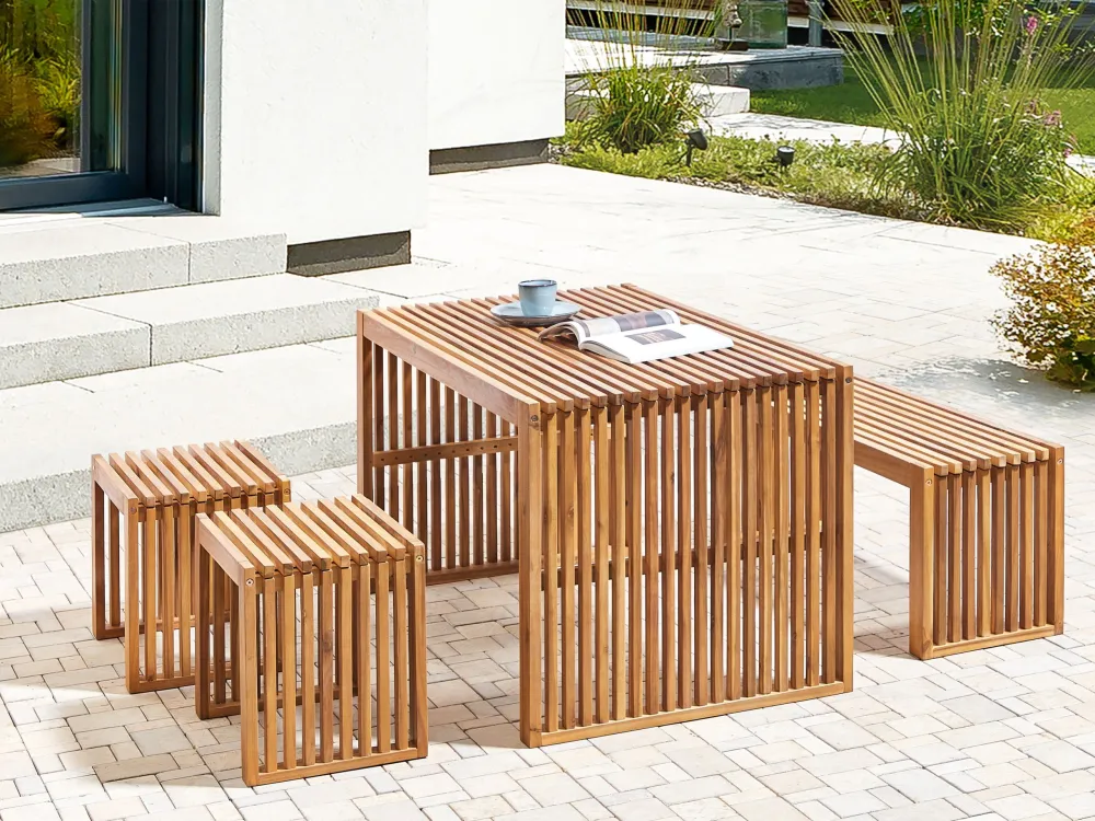 Acacia Garden Dining Table 120 x 70 cm Light Wood BELLANO