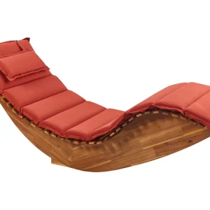 Acacia Wood Garden Sun Lounger Light Cushion Rubro BRESCIA II