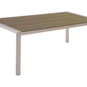 Aluminium Garden Table 180 x 90 cm Light Wood and Prata VERNIO
