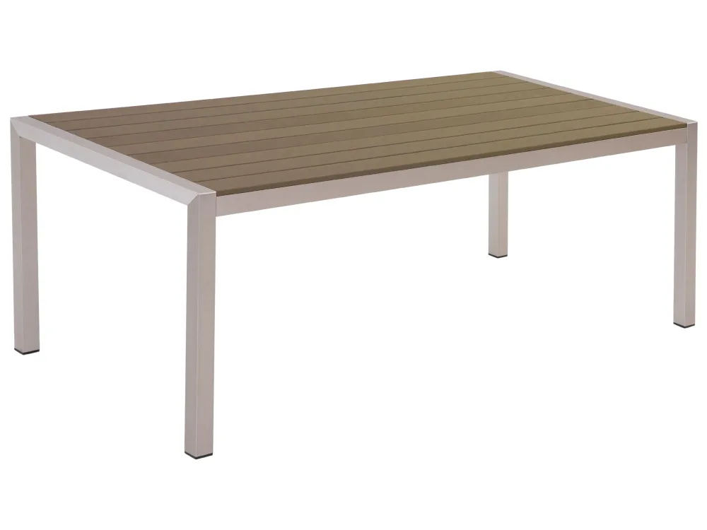 Aluminium Garden Table 180 x 90 cm Light Wood and Prata VERNIO