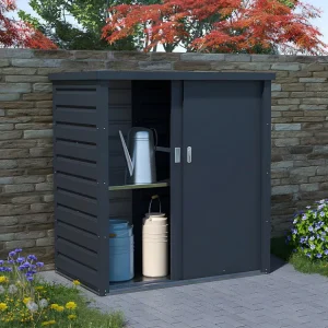 Armário de arrumação de jardim em ço galvanizado cinza - C125 x L80 x A131 cm - REIVAX