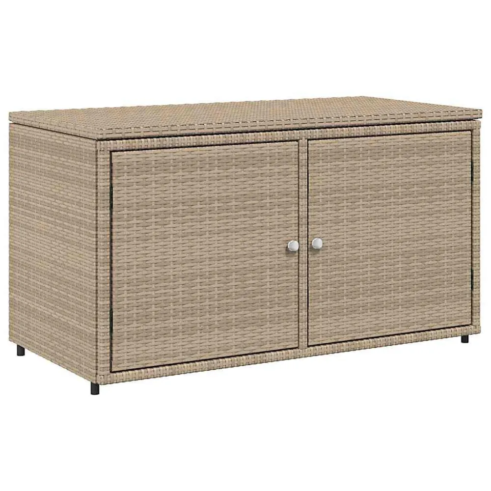 Armário de arrumação para jardim 110x55x60,5 cm vime PE bege