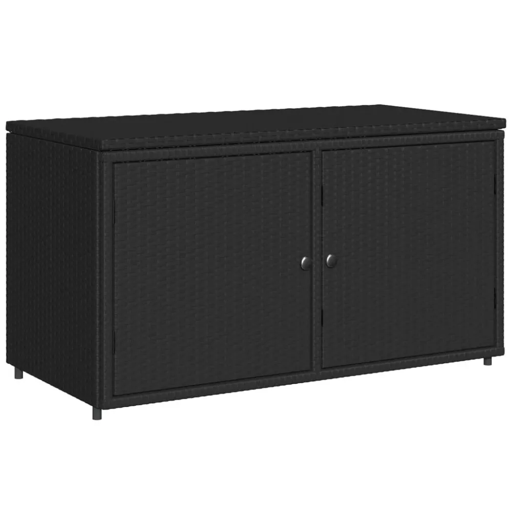 Armário de arrumação para jardim 110x55x60,5 cm vime PE preto