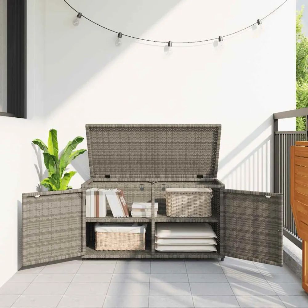 Armário de arrumação para jardim 110x55x60,5cm vime PE cinzento