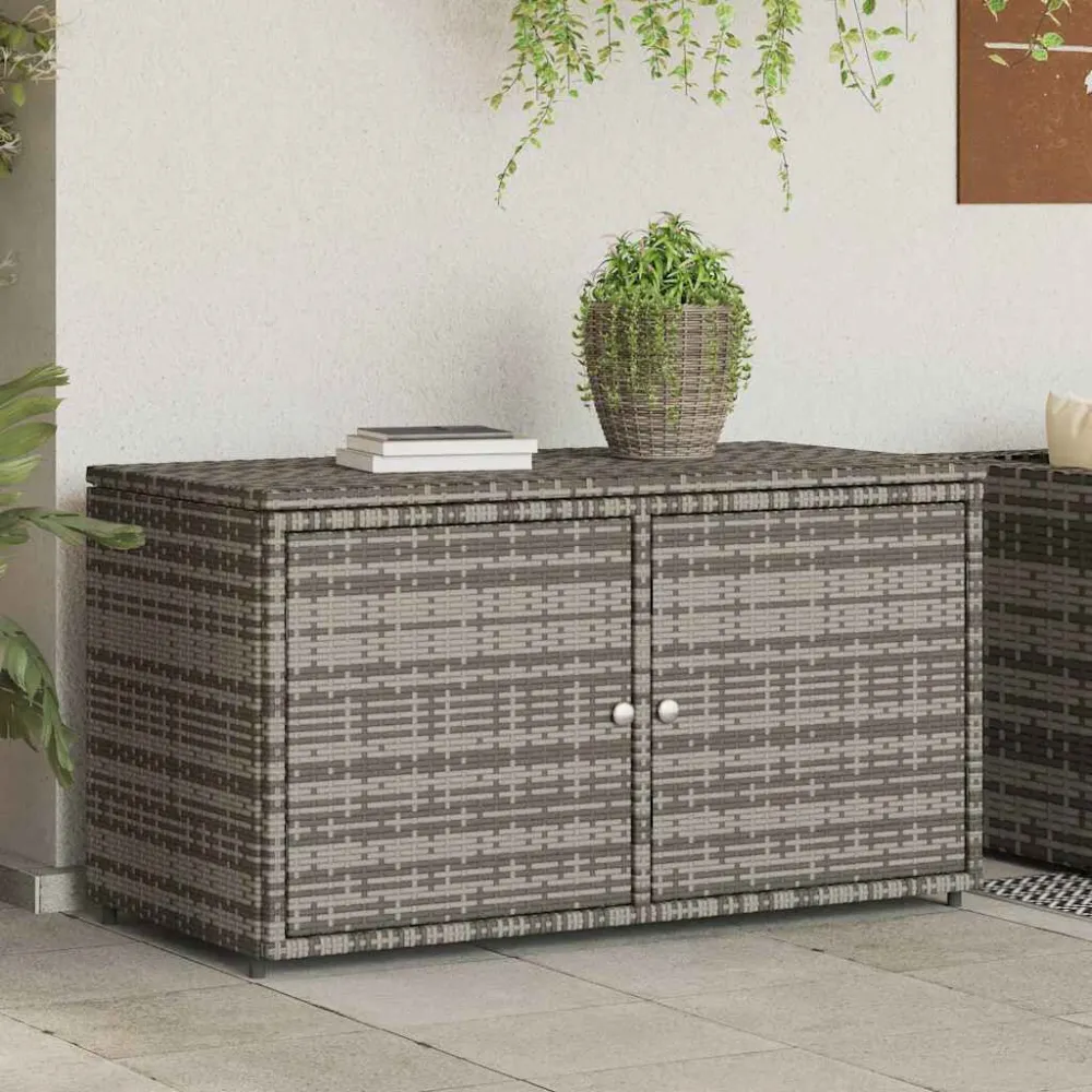 Armário de arrumação para jardim 110x55x60,5cm vime PE cinzento