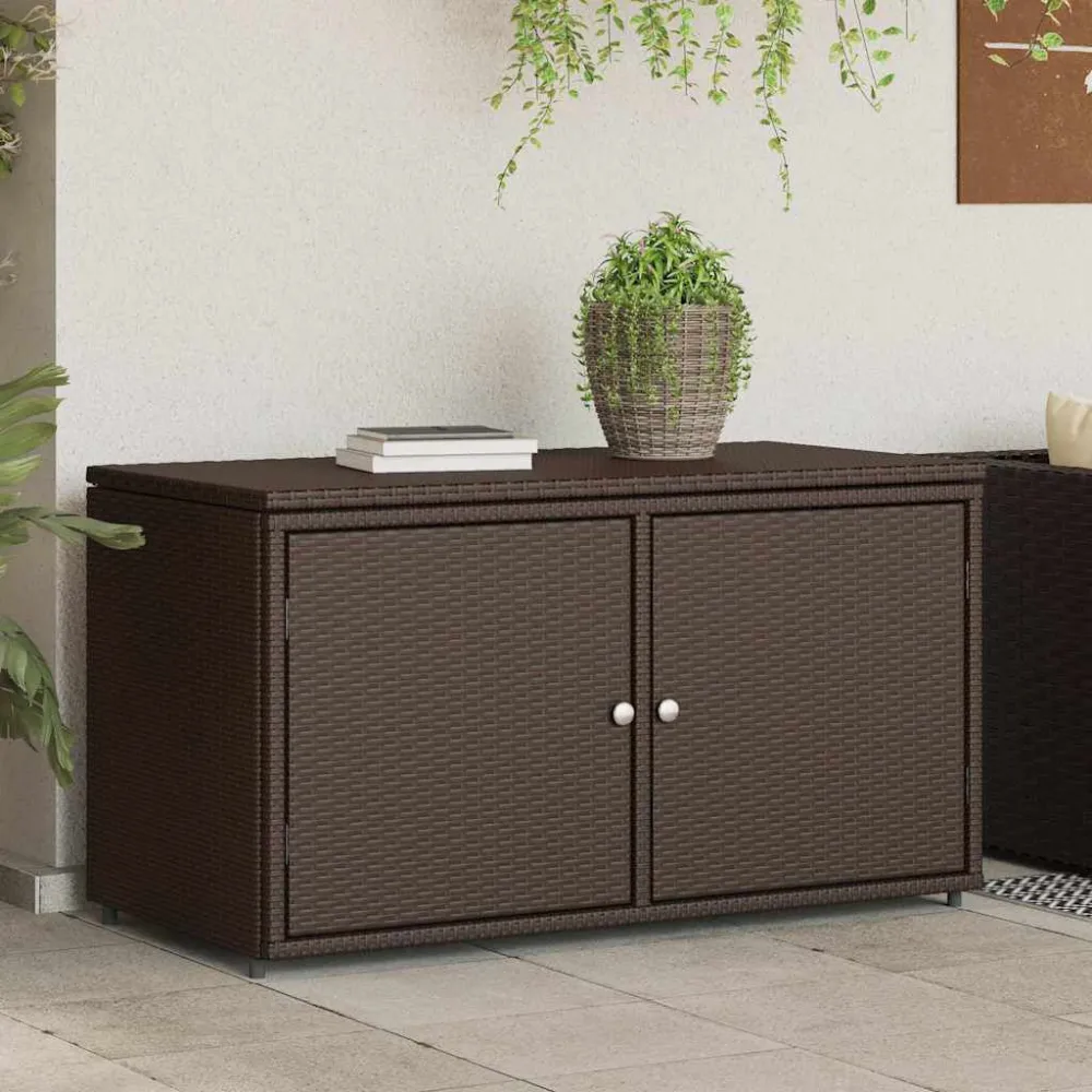 Armário de arrumação para jardim 110x55x60,5cm vime PE castanho