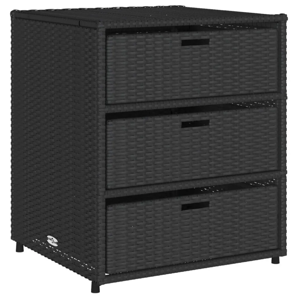 Armário de arrumação para jardim 55x59x69 cm vime PE preto