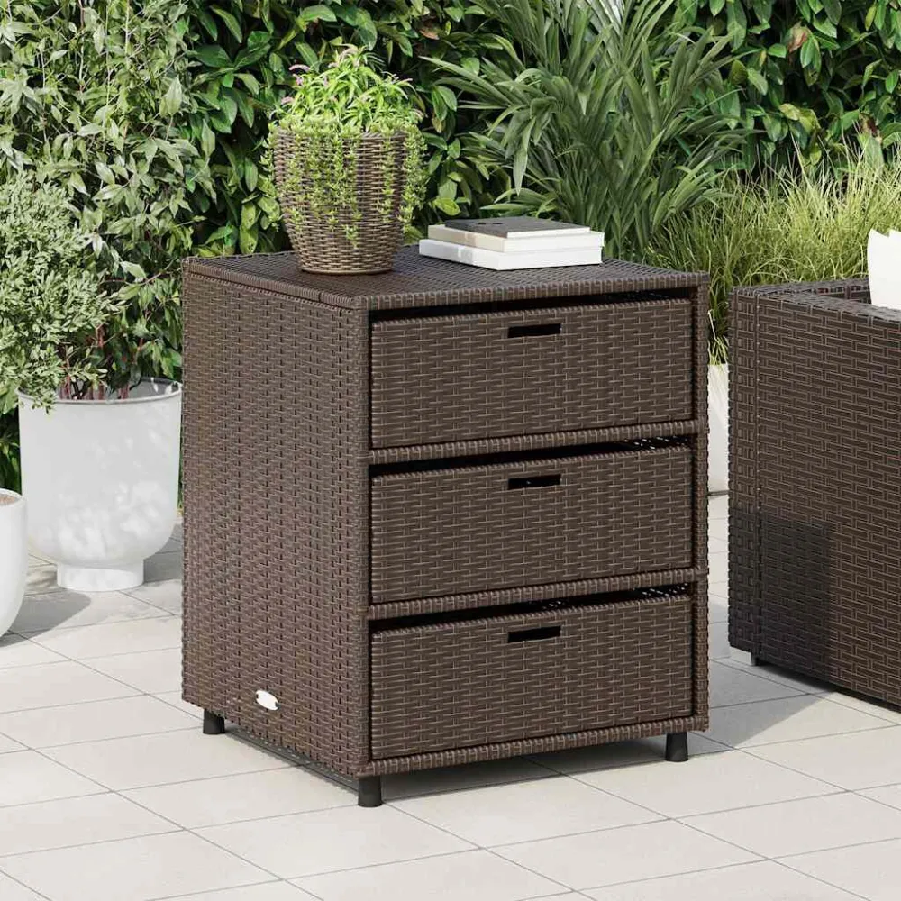 Armário de arrumação para jardim 55x59x69 cm vime PE castanho