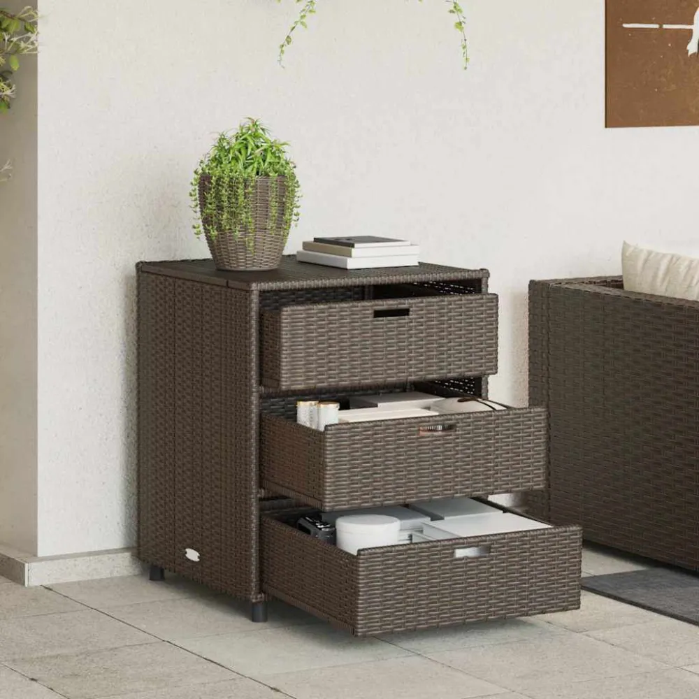 Armário de arrumação para jardim 55x59x69 cm vime PE castanho