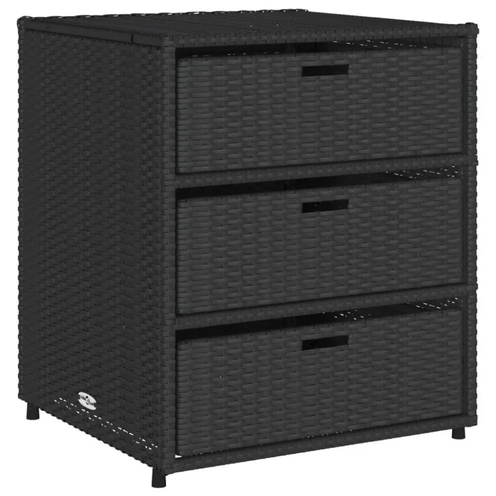 Armário de arrumação para jardim 55x59x69 cm vime PE preto