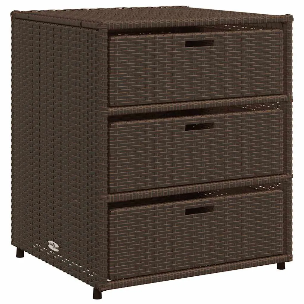 Armário de arrumação para jardim 55x59x69 cm vime PE castanho