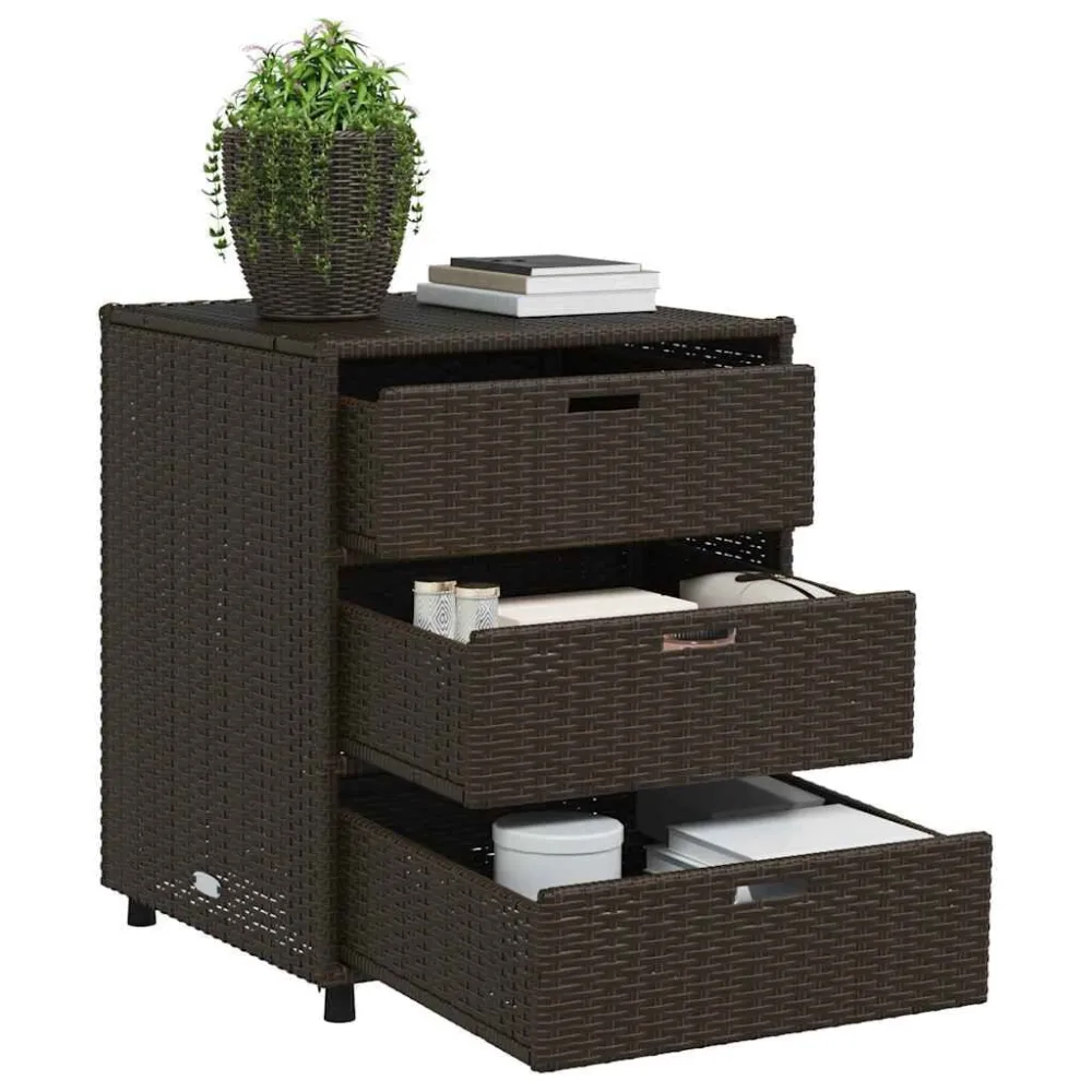Armário de arrumação para jardim 55x59x69 cm vime PE castanho