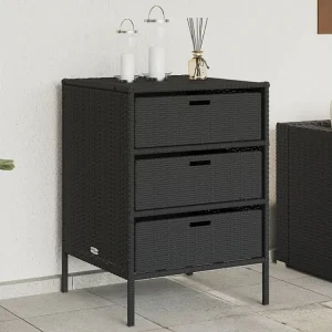 Armário de arrumação para jardim 55x59x80 cm vime PE preto PT476972