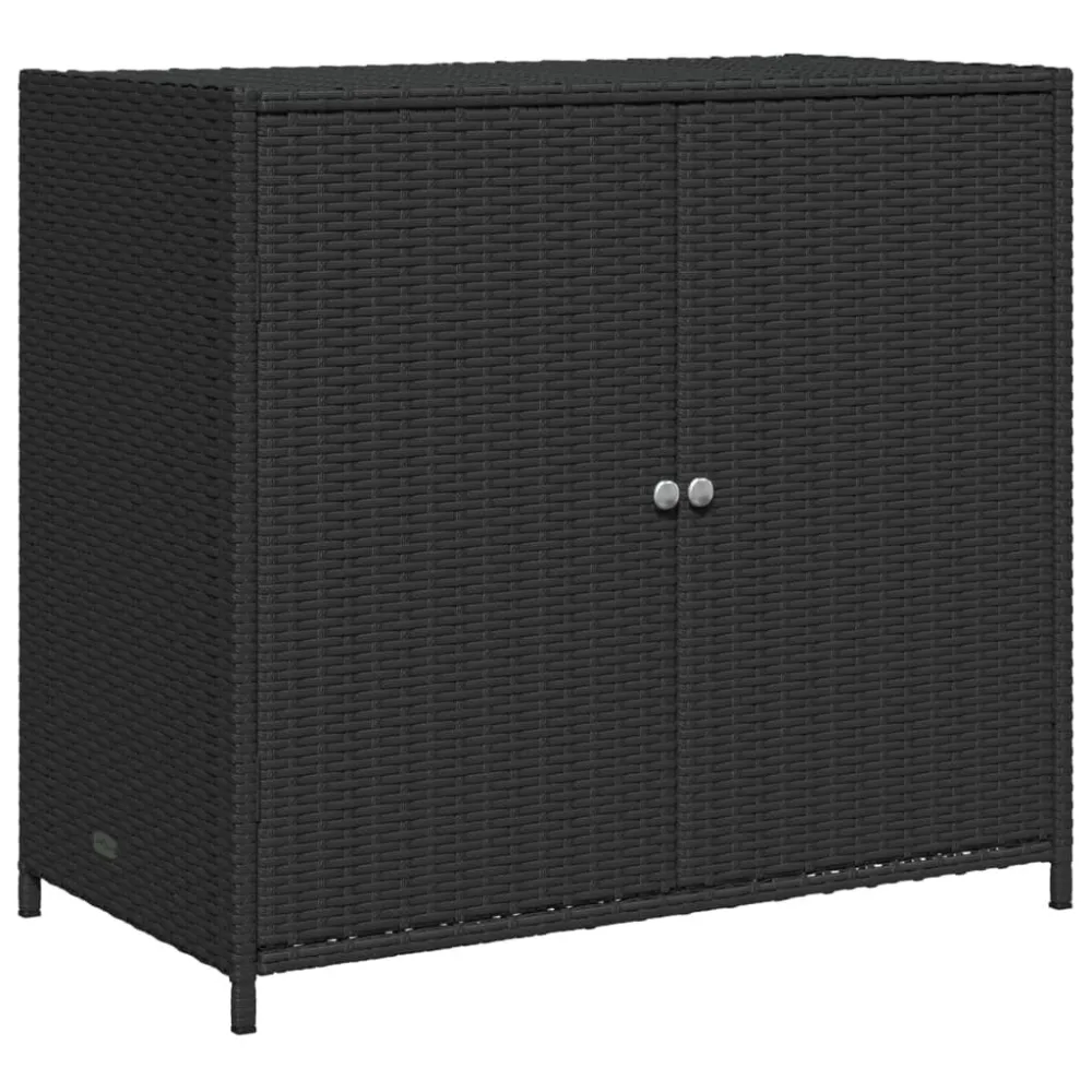 Armário de arrumação para jardim 83x45x76 cm vime PE preto