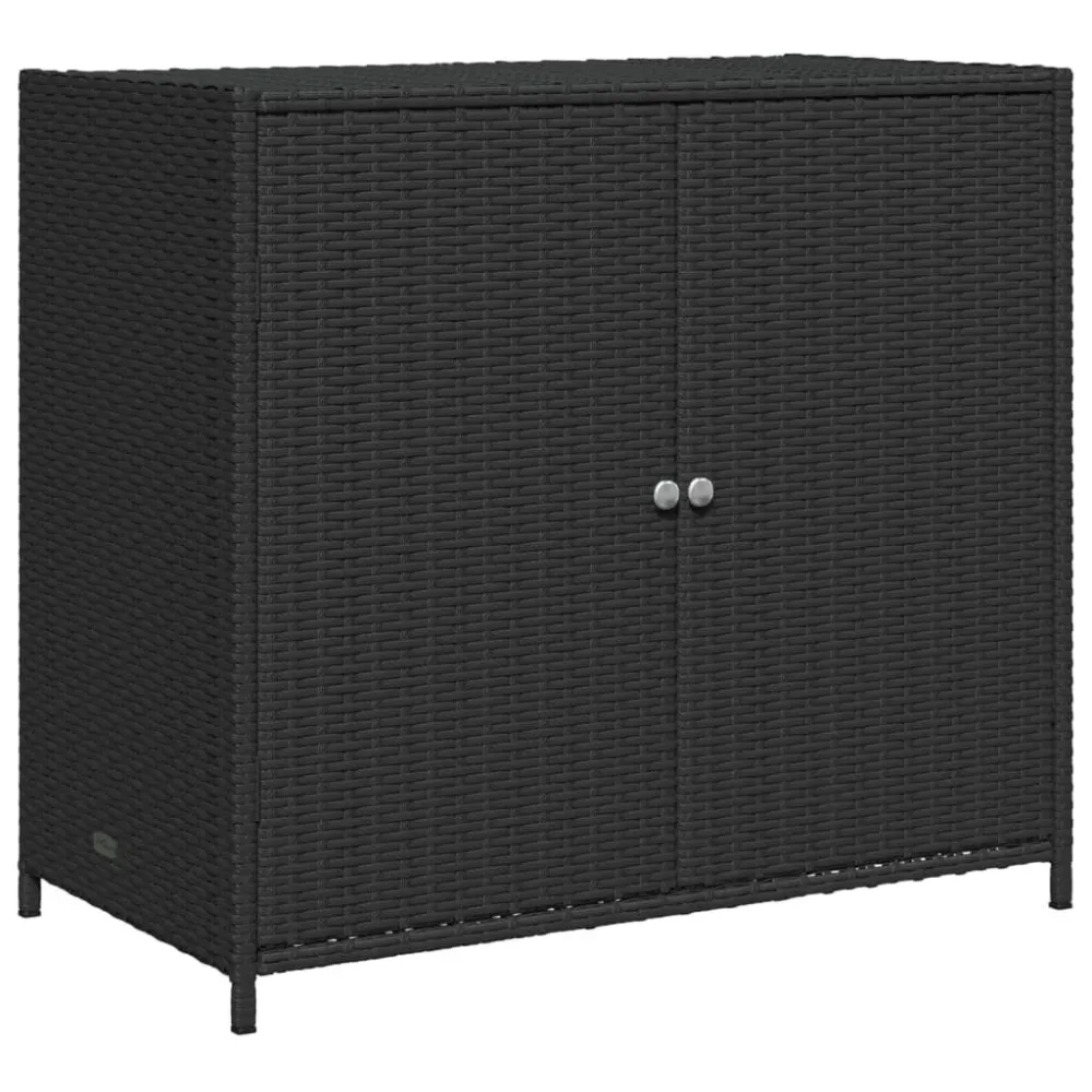Armário de arrumação para jardim 83x45x76 cm vime PE preto