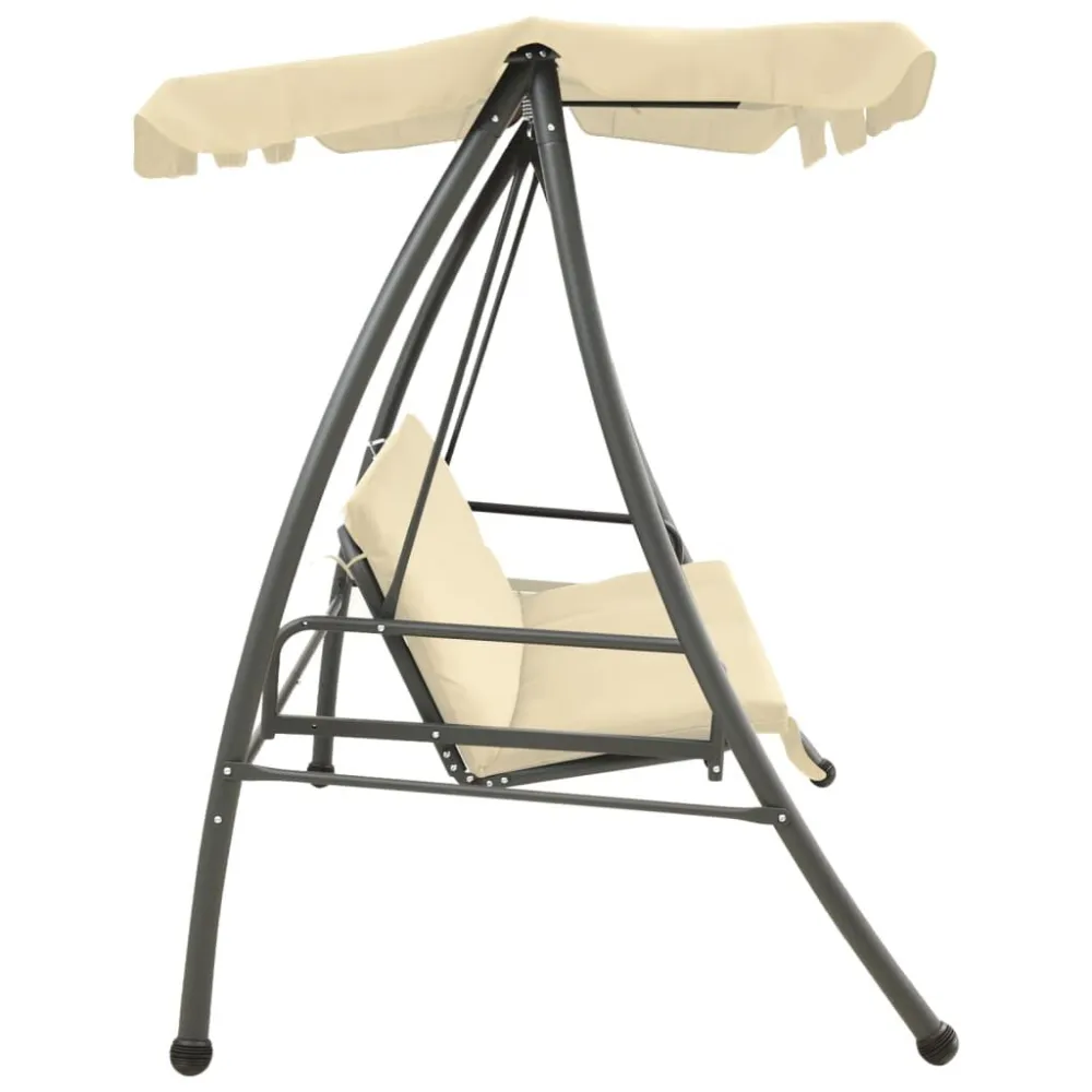 Baloiço de jardim com toldo branco areia