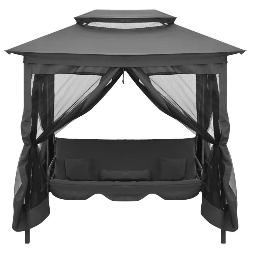 Baloiço jardim + toldo convertível 220x160x240cm ço antracite