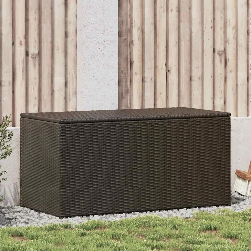 Caixa de arrumação para jardim 100x50x50 cm vime PE castanho