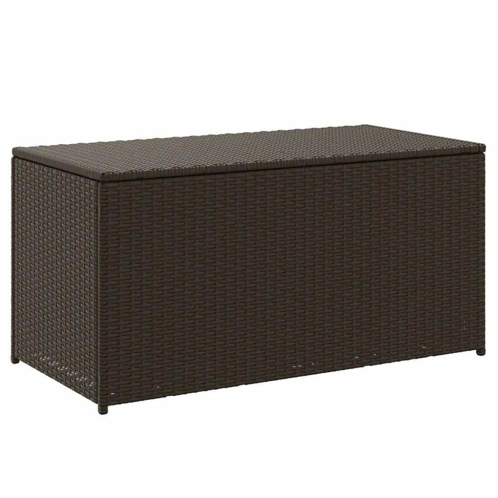 Caixa de arrumação para jardim 100x50x50 cm vime PE castanho