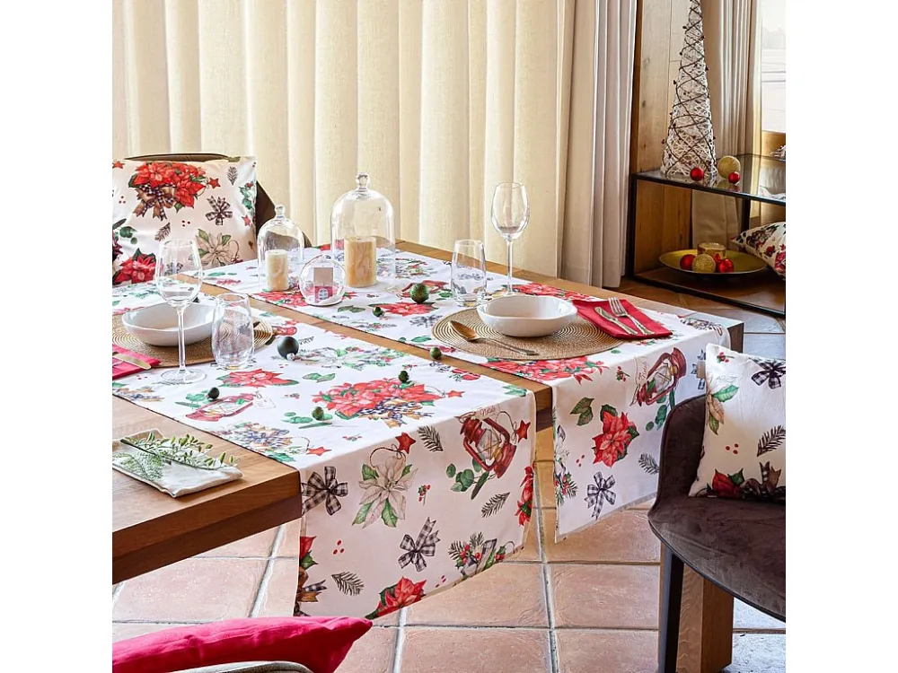 Caminho de mesa de Natal Naf Naf Ribbon Xmas multicolorido