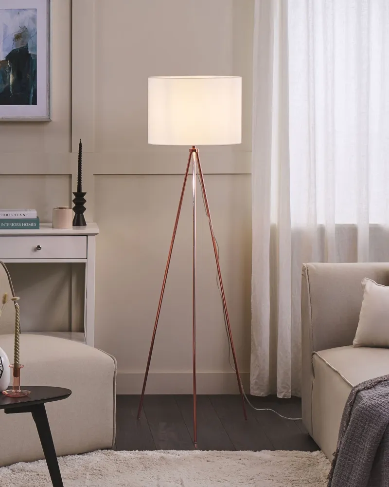 Candeeiro de pé 148 cm branco e cor de cobre VISTULA com Grau de Proteção IP67