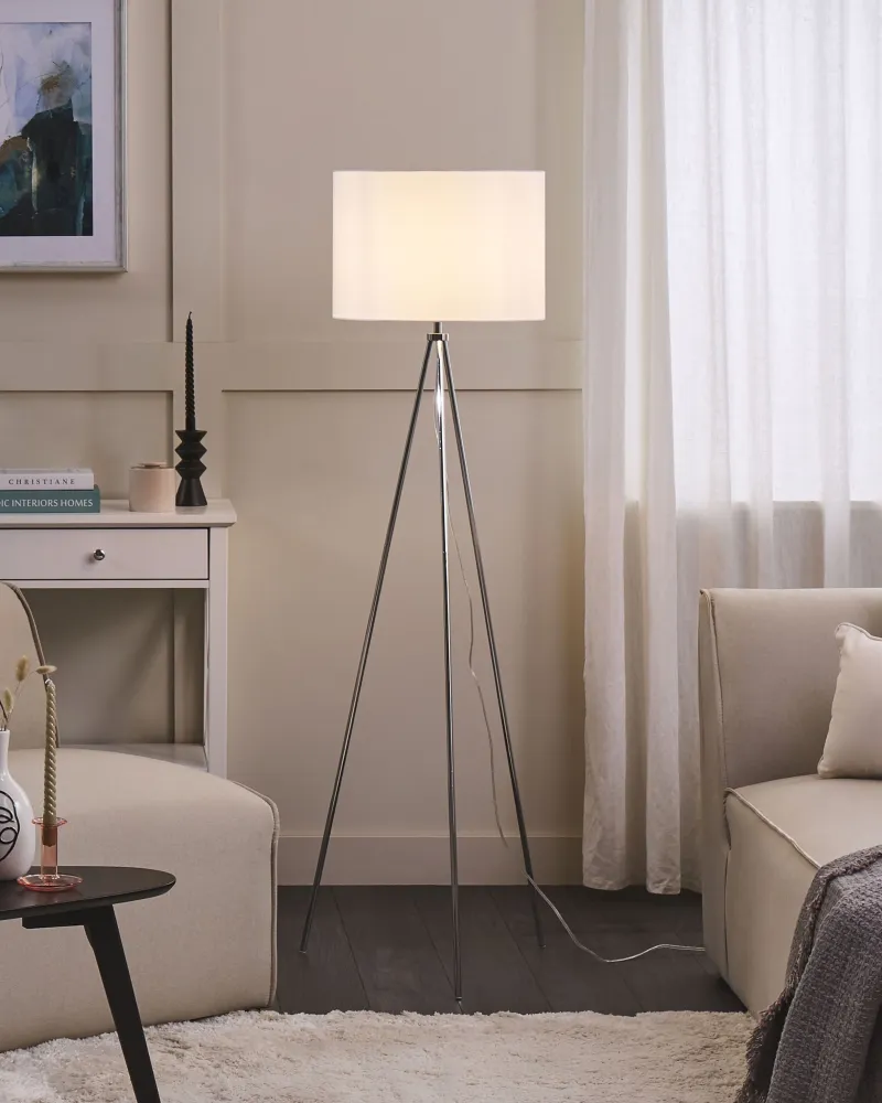 Candeeiro de pé 148 cm branco e cromado VISTULA