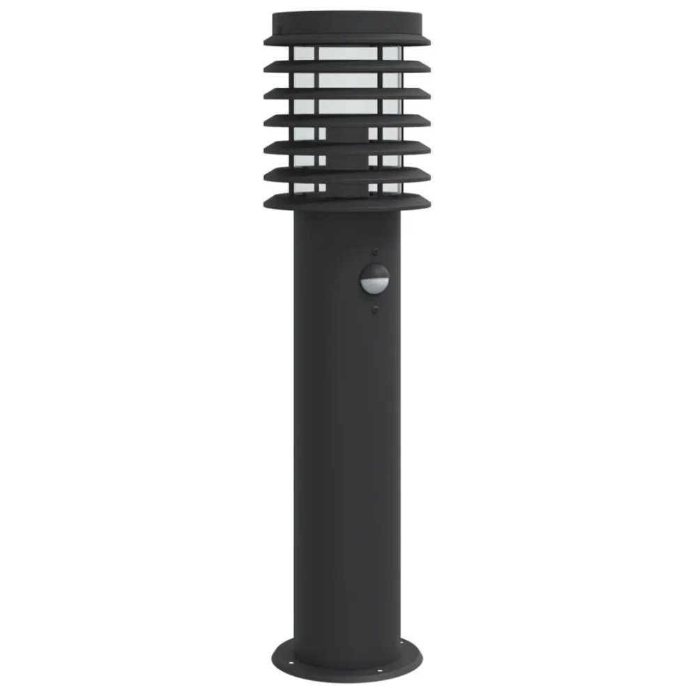 Candeeiro de chão para exterior com sensor 60 cm ço inox. preto
