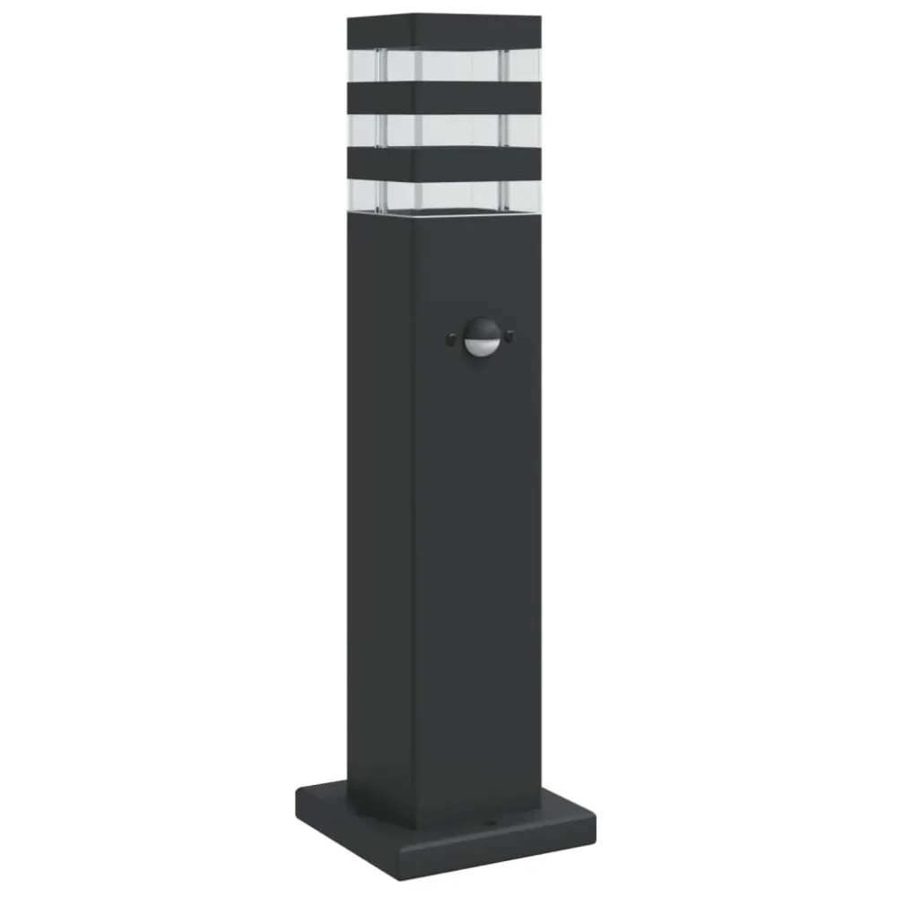 Candeeiro de chão para exterior com sensor 50 cm alumínio preto