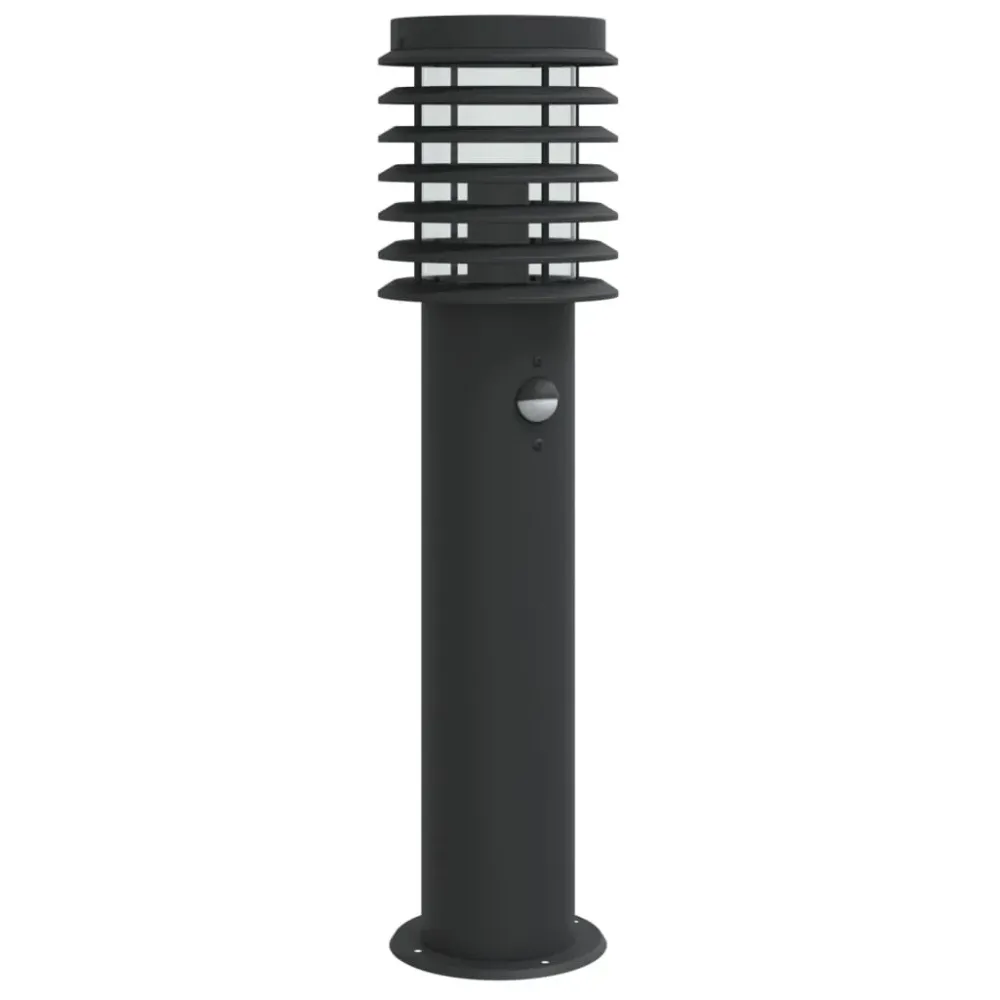 Candeeiro de chão para exterior com sensor 60 cm ço inox. preto