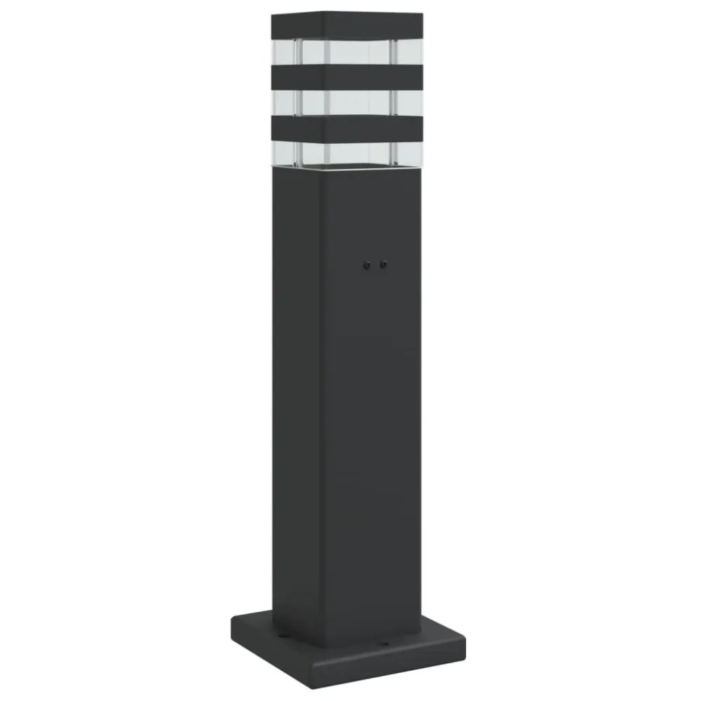 Candeeiro de chão para exterior com tomada 50 cm alumínio preto