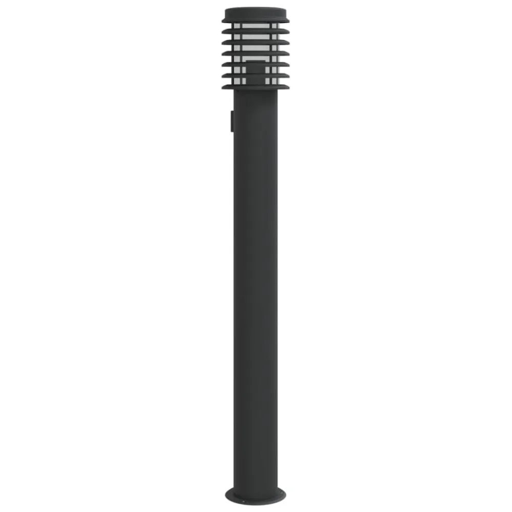 Candeeiro de chão para exterior com tomada 110 cm ço inox. preto
