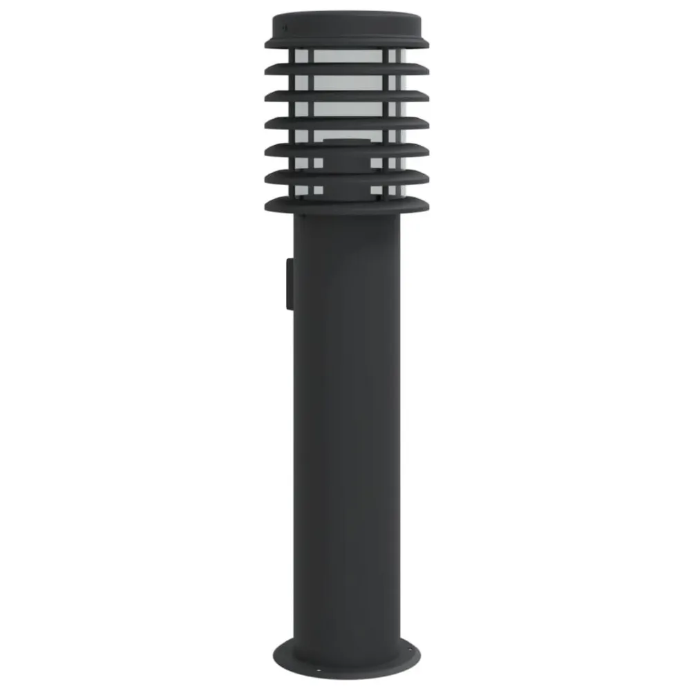 Candeeiro de chão para exterior com tomada 60 cm ço inox. preto