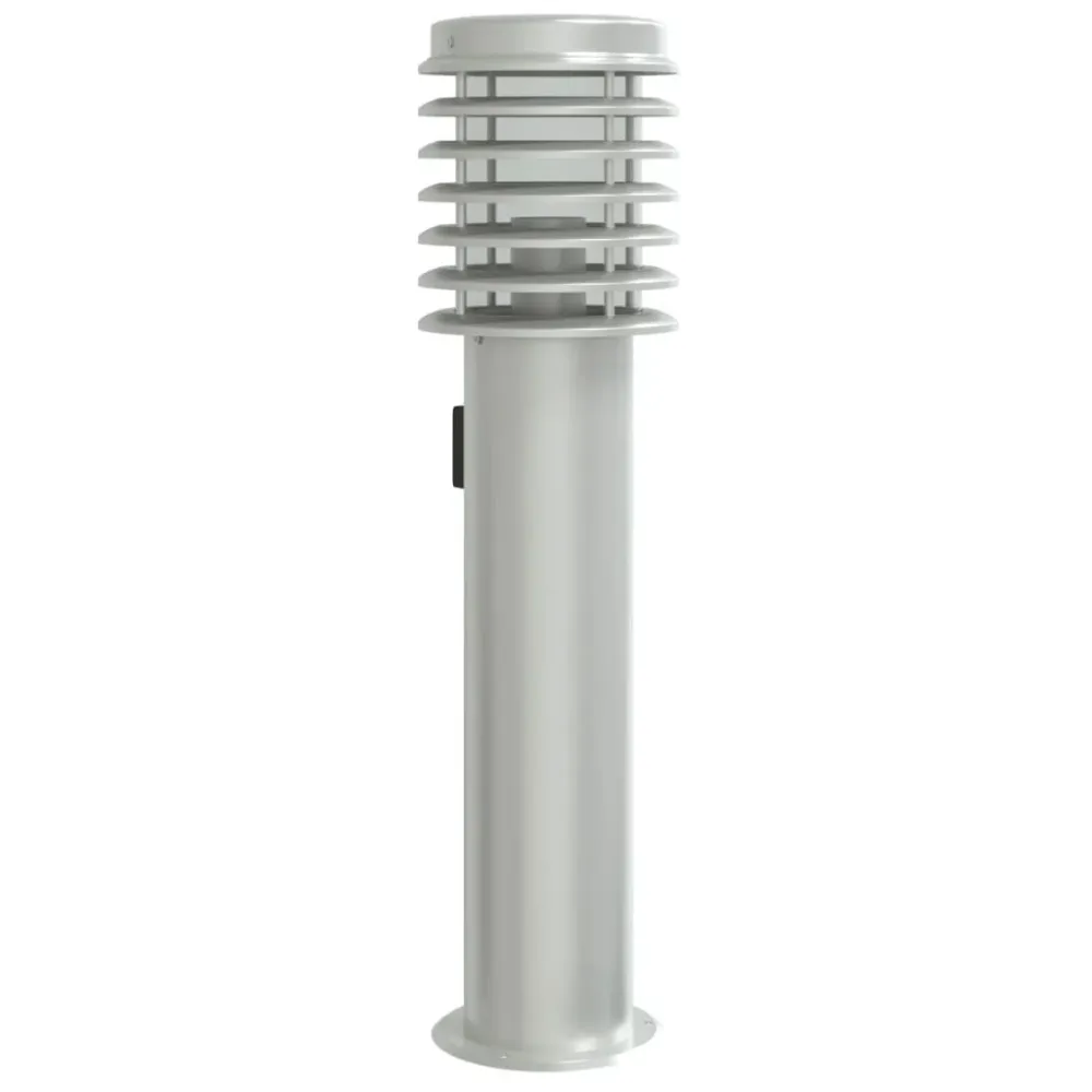 Candeeiro de chão para exterior com tomada 60cm ço inox. prateado