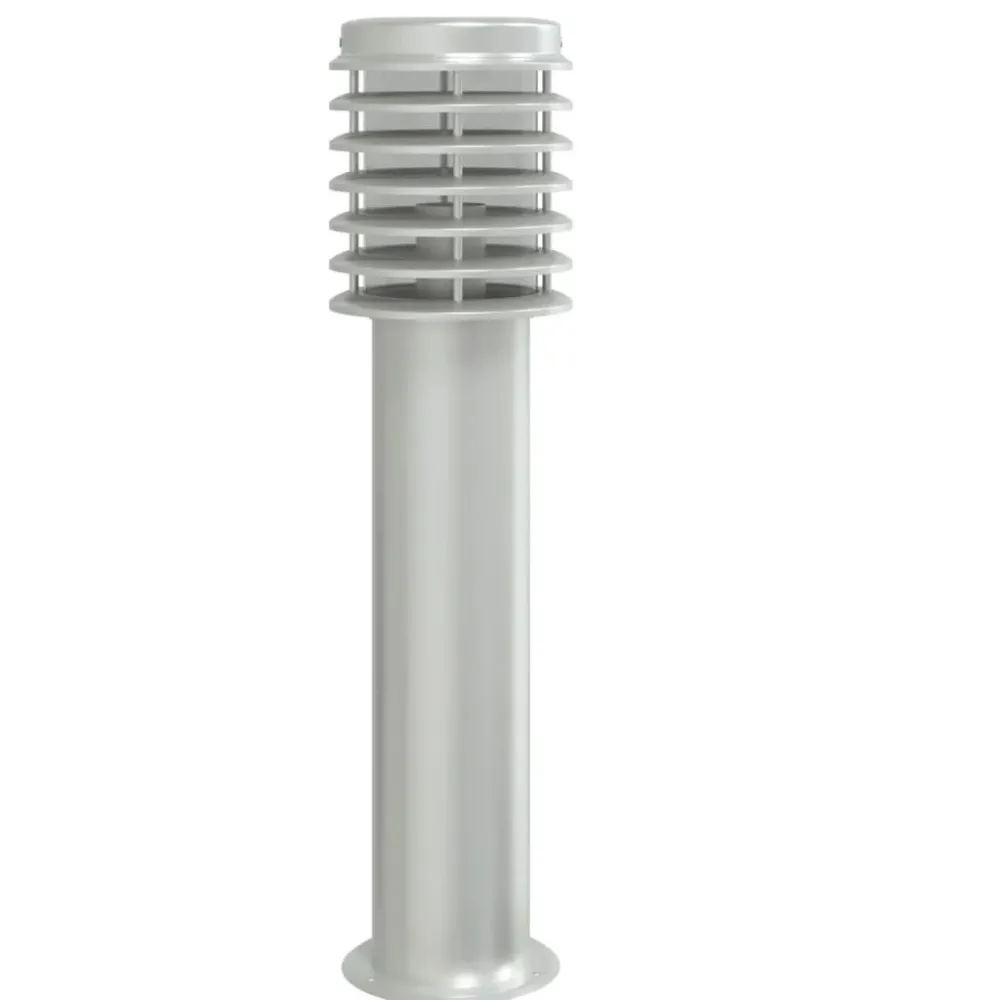 Candeeiro de chão para exterior com tomada 60cm ço inox. prateado