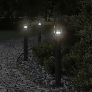 Candeeiro de chão para exterior 60 cm ço inoxidável preto PT482743