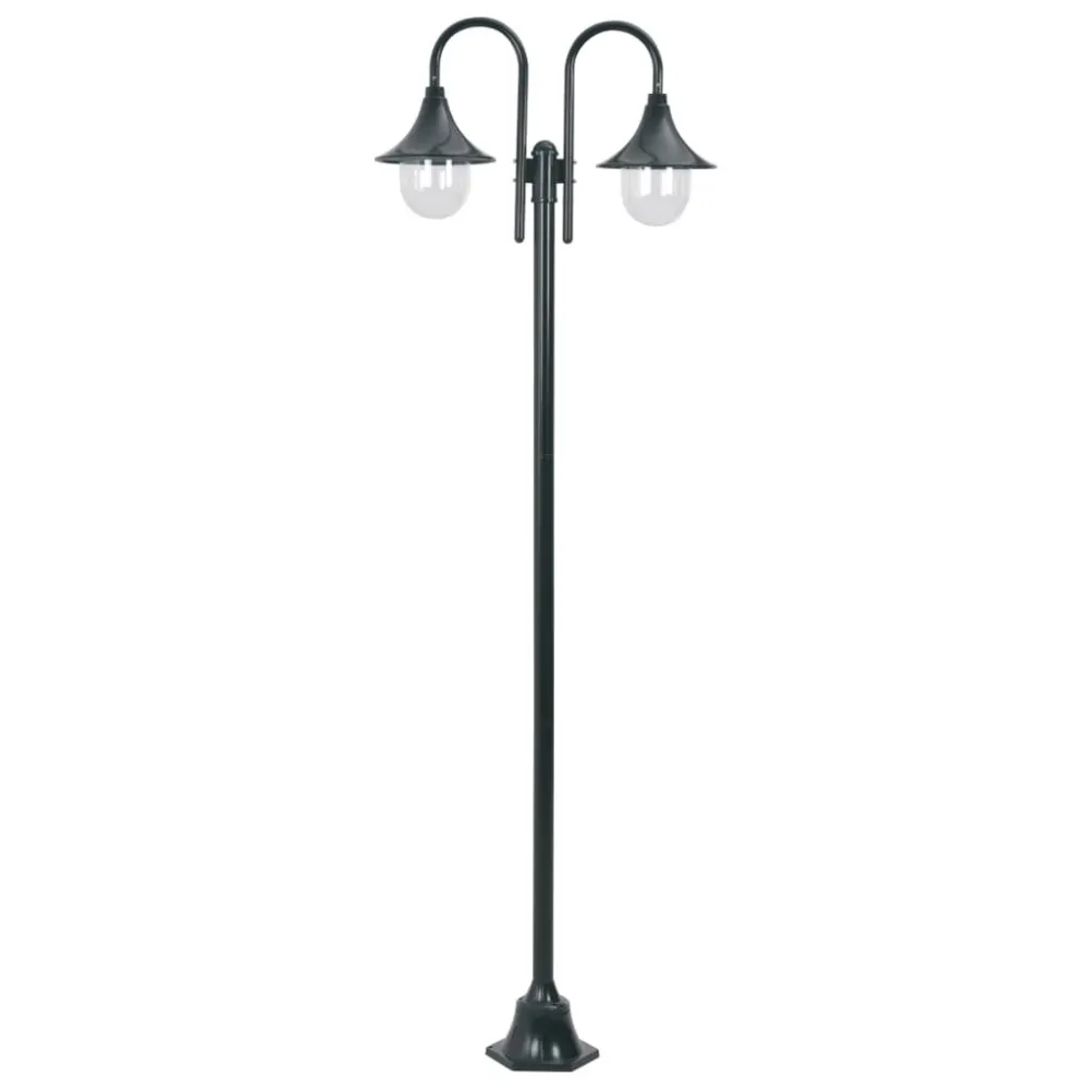 Candeeiro de pé jardim 2 braços E27 220cm alumínio verde obscuro