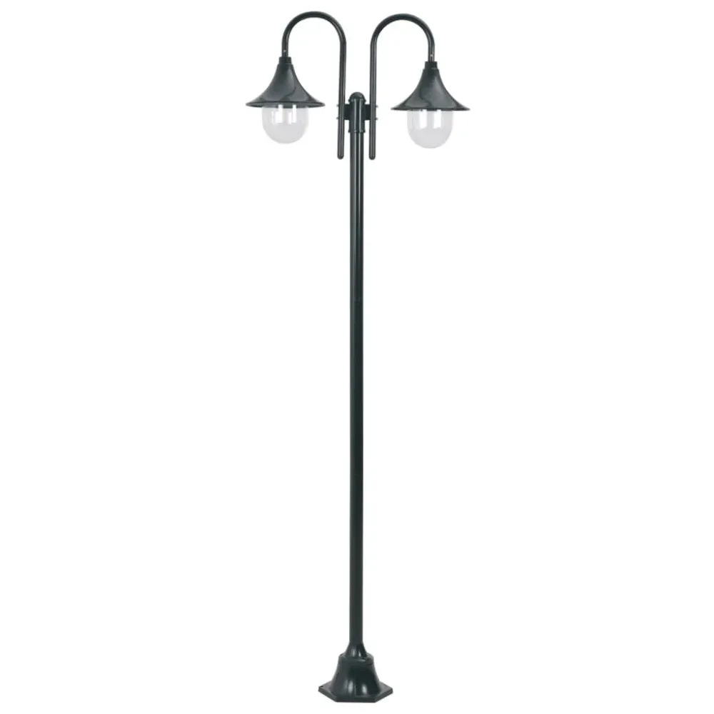 Candeeiro de pé jardim 2 braços E27 220cm alumínio verde obscuro