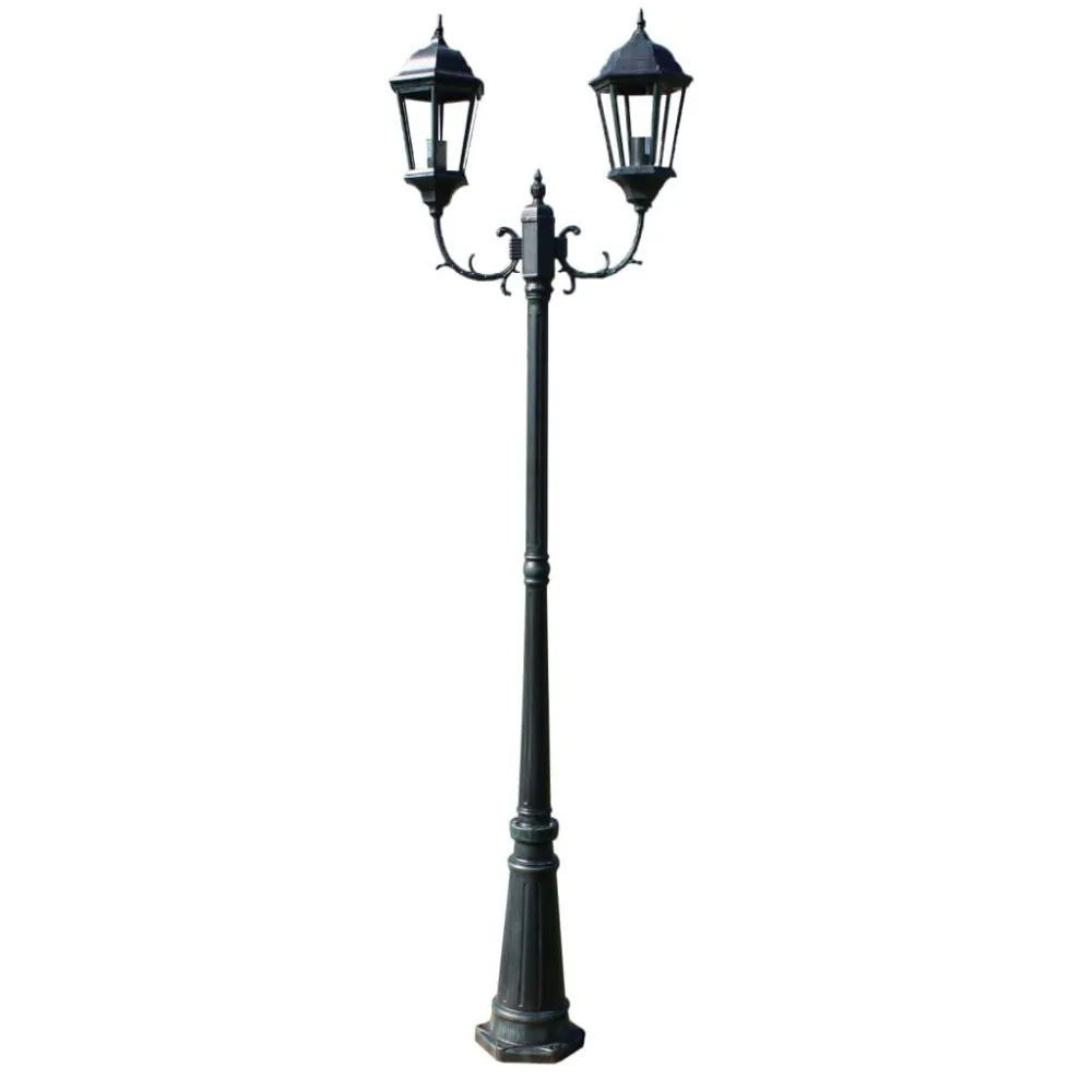 Candeeiro jardim com 2 braços 230cm alumínio verde-escuro/preto