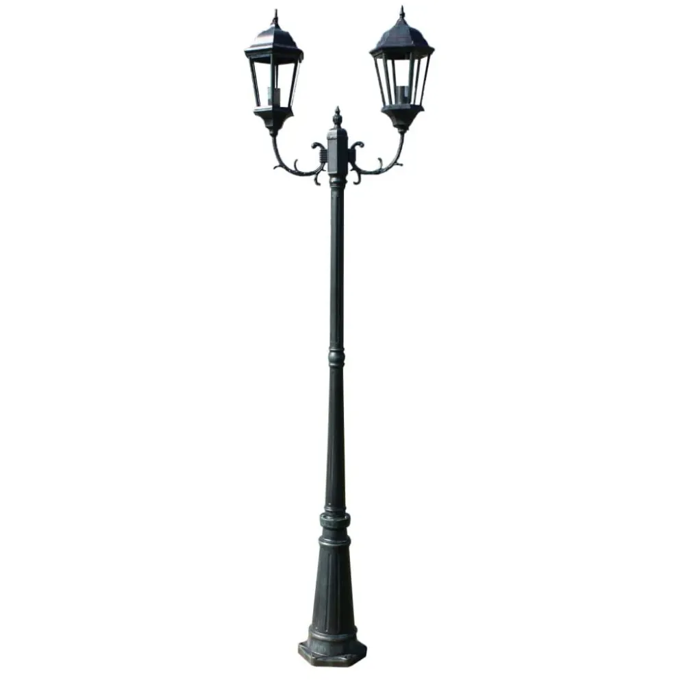 Candeeiro jardim com 2 braços 230cm alumínio verde-escuro/preto