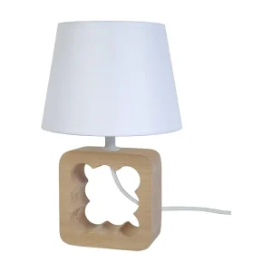 Candeeiro de mesa TOSEL VILI tecido coluna marfim D30 x H56 cm