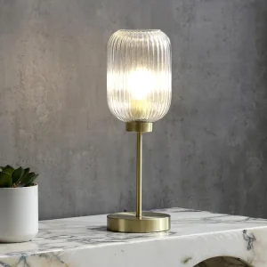 Candeeiro de mesa vintage metálico e vidro D14 x A43,5 cm dourado - LOUXOR