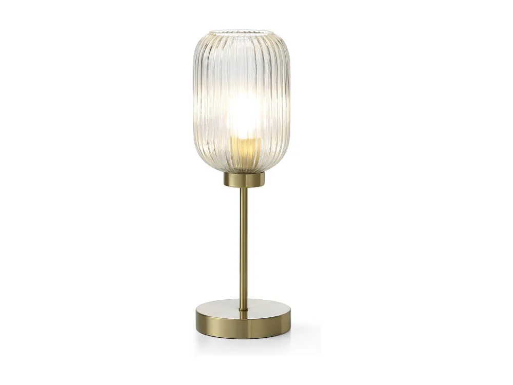Candeeiro de mesa vintage metálico e vidro D14 x A43,5 cm dourado - LOUXOR
