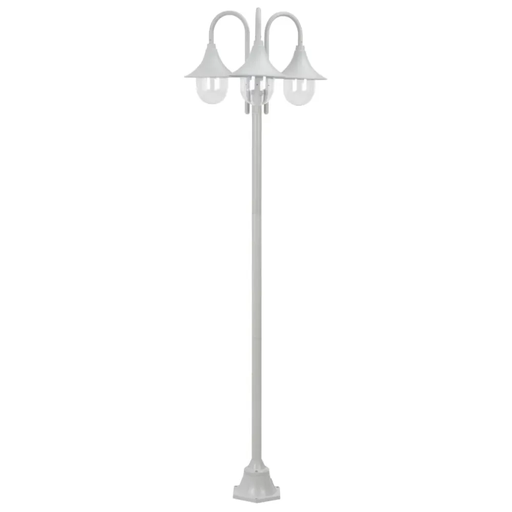 Candeeiro de pé para jardim com 3 braços E27 220cm alumínio branco