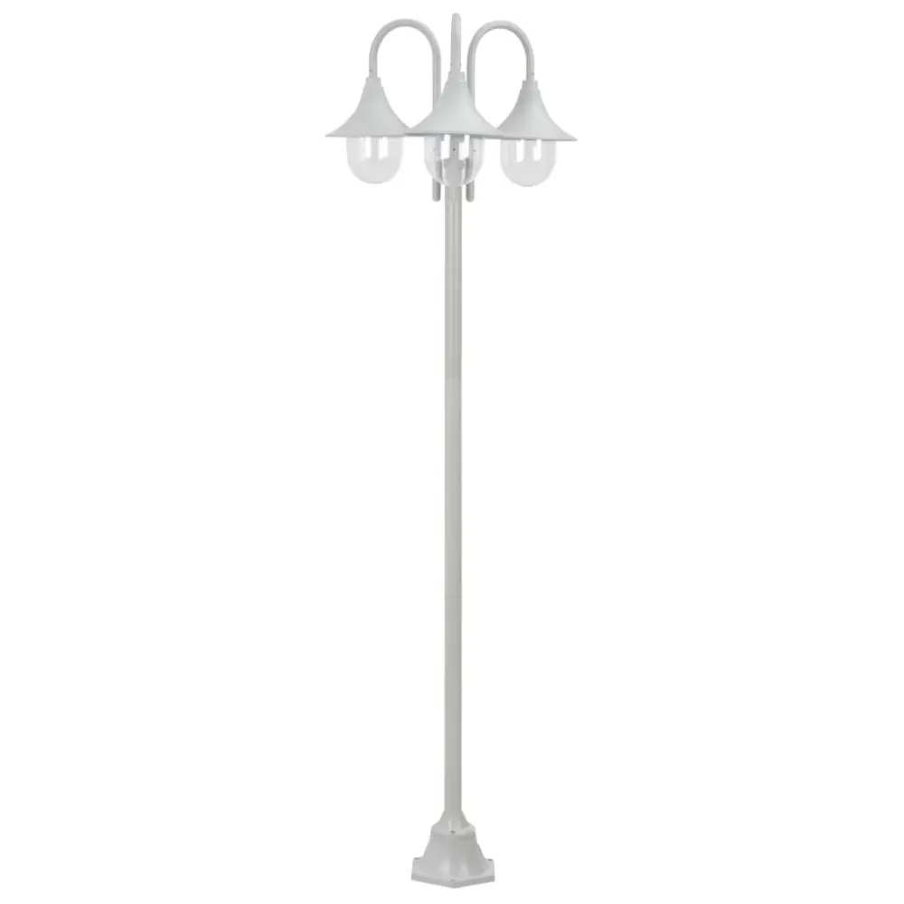 Candeeiro de pé para jardim com 3 braços E27 220cm alumínio branco