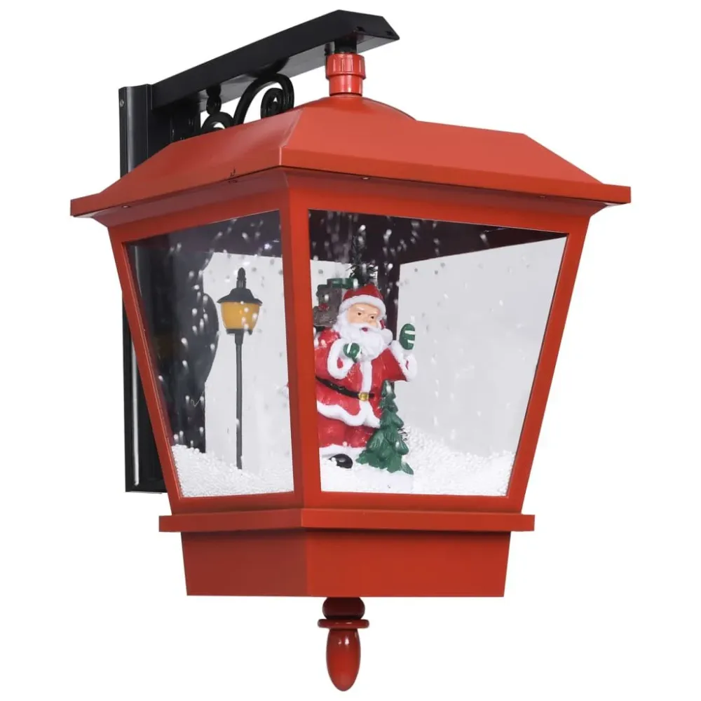 Candeeiro de parede luzes LED e Pai Natal 40x27x45 cm vermelho